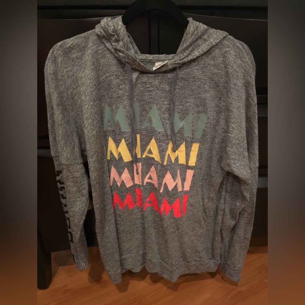 PINK Victoria's Secret Gray Hoodie with Miami Print